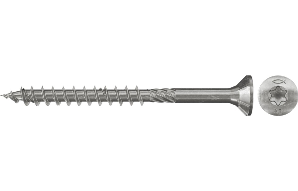 Fischer 657410, Skruesæt, Rustfrit Stål, Træ, Delvis Gevind, Forsænket Hoved, Torx
