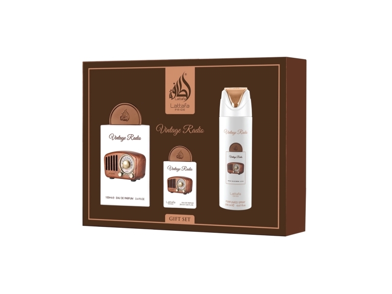 Lattafa Pride Vintage Radio EDP 100 ml + EDP 20 ml + Bodyspray 200 ml (unisex)