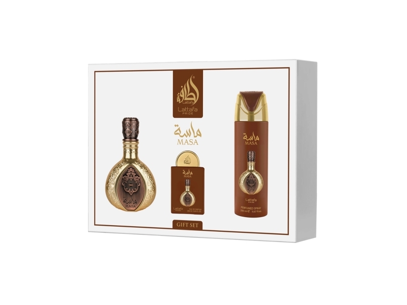 Lattafa Pride Masa Giftset Eau De Parfum 100Ml + 20Ml + Deodorant 200Ml Unisex Fragnance