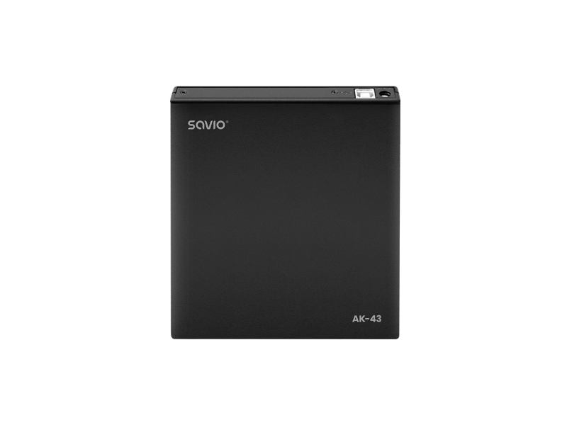 Savio AK-43 optical disc External Slim drive DVD±R/RW CD±R/RW Black, Sort, Front, Desktop/Laptop, DVD±RW, USB 2.0, 24x