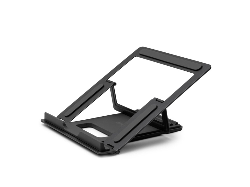 Lindy Zusammenklappbare Quadratische Laptop-Halterung, Laptop-Arm, Schwarz, Silber, Aluminium, Gummi, 10 Kg, Rohs, Reach & California Proposition 65,
