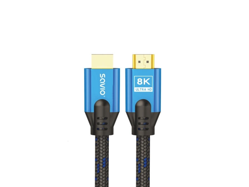 Savio Hdmi (M) V2.1 Cable 5M 8K Copper Blue-Black Golden Tips Cl-169, 5 M, Hdmi Typ A (Standard), Hdmi Typ A (Standard), 3D, Schwarz, Blau