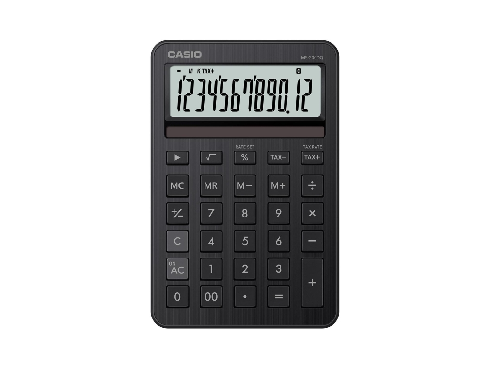 Casio Ms-200Dq, Desktop, Basic, 12 Digits, Battery/Solar, Black
