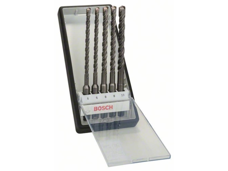 Bosch Robust Line Sds-Plus-5 - Borebitsæt - 5 Stykker - 6 Mm, 8 Mm, 10 Mm - Sds-Plus - Længde: 165 Mm
