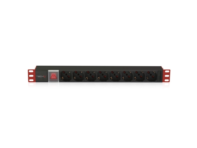 Techly I-Case Strip-81U, Basis, 1U, Enfaset, Vandret, Aluminium, Sort, Rød