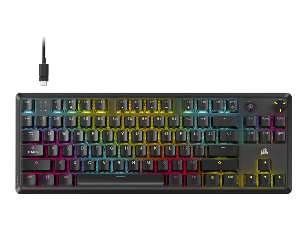 CORSAIR K70 CORE TKL RGB - Tastatur - TKL - baggrundsbelyst - USB - QWERTY - Nordisk - tastkontakt: CORSAIR MLX Red v2 - sort
