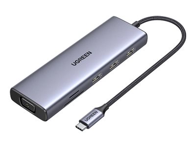 Ugreen Revodok Usb-C 6-In-1 Hub Met 4K Hdmi, Usb Typ-C, Usb 3.0, Vga, 10000 Mbit/S, Gigabit Ethernet, 1000 Mbit/S, 200 Mm