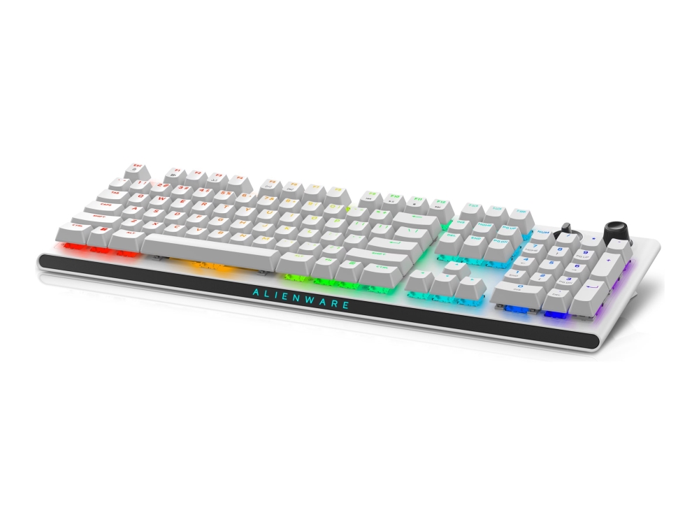 Alienware Tri-Mode AW920K - Tastatur - AlienFX per-nøgle RGB/16,8 millioner farver - trådløs - 2.4 GHz, Bluetooth 5.1, USB - QWERTY - Amk. engelsk - tastkontakt: CHERRY MX Red - månelys
