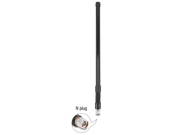 Delock Wifi 5.8 Ghz Antenna N Plug 7 Dbi Omnidirectional With Steel Spring Black Outdoor, Omniretningsbestemt Antenne