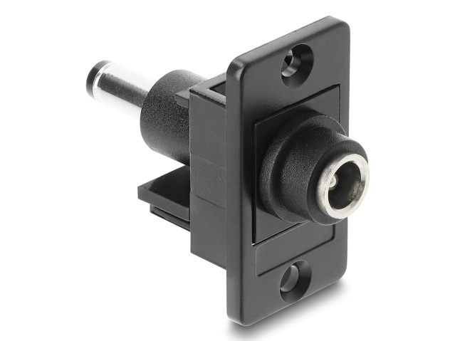 Delock Panel Mount Dc 5.5 X 2.1 Mm Female To Dc 5.5 X 2.5 Mm Male Black, Dc 5.5 X 2.1