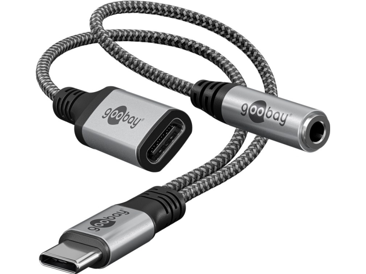 Goobay 74524, Hankontakt, USB Type-C + 3,5 mm, Honkontakt, 0,15 m, Svart, Grå | Datortillbehör - Kablar & adaptrar - Adaptrar | GameStuff