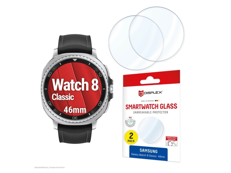 Displex 02210, Skærmbeskytter, Smartwatch, Transparent, Samsung, Galaxy Watch 8 (46Mm), Hærdet Glas