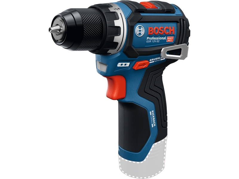 Bosch GSR 12V-32 Professional, Pistolgreb boremaskine, Nøglefri, 1 cm, 0,8 mm, 475 rpm, 1800 rpm - SOLO