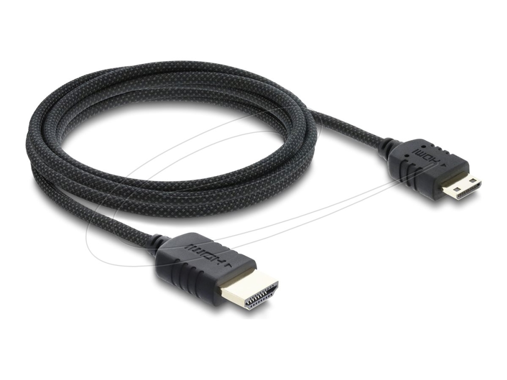 Delock - Ultra High Speed - Hdmi-Kabel - Hdmi Han Til 19 Pin Mini Hdmi Type C Han - 2 M - Tredobbet Afskærmet Koaksialkabel - Sort - 8K60 Hz (7680 X