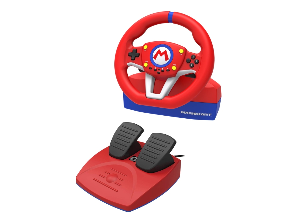Hori Mario Kart Racing Wheel Pro, Ohjauspyörä + polkimet, Nintendo Switch, Kotipainike, Valikkopainike, Käyttötilapainike, Asetukset-painike, Valintapainike, Analoginen, 180°, Langallinen