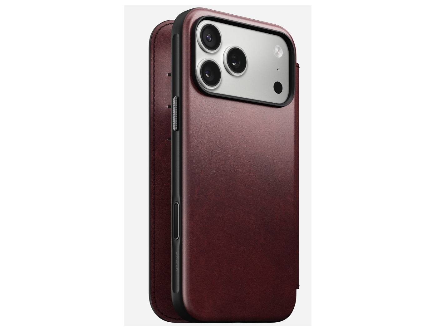 Nomad Modern Leather Folio - Ledertasche Für Iphone 17 Pro Max Kompatibel Mit Magsafe| Horween-Leder (Burgunderrot)