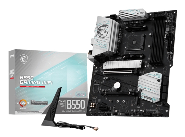 Msi - Bundkort - Socket Am4 - Amd B550 Chipset - Usb 3.2 Gen 1 - Wi-Fi - Onboard Grafik (Cpu Påkrævet) - Hd Audio (8-Kanaler)