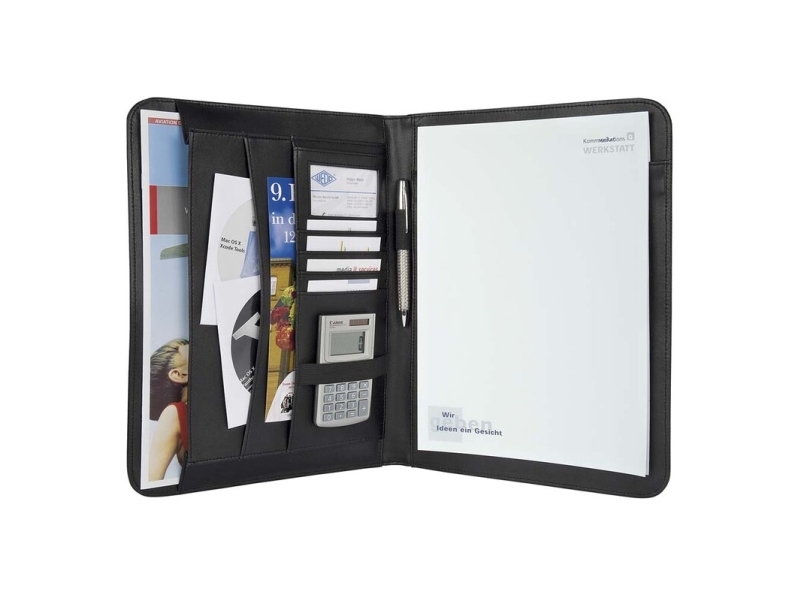 Wedo 58 5401, Læder, Nylon, Sort, A4, 4 Lommer, Visitkort, 250 Mm