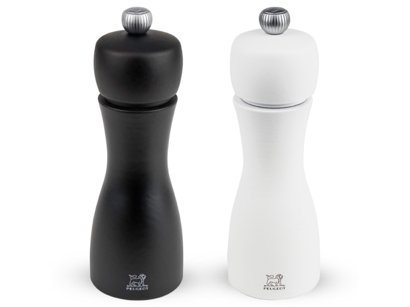 Peugeot Tahiti, Set med salt- och pepparkvarnar, Svart, Vit, Trä, Rostfritt stål, Peppar, Salt, 150 mm | Bordssättning - Tillbehör för bordet - Salt och peppar | GameStuff