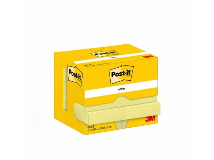 Post-it blok 653 Canary yellow 38x51mm 100bl 3M 12blk/pak