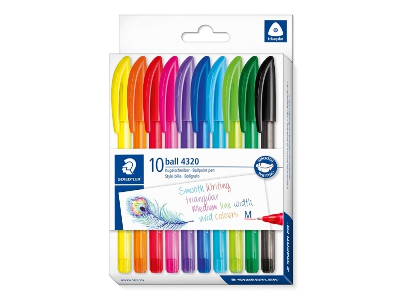 Staedtler Ball 4320, Clip, Clip-On-Einziehkugelschreiber, Nachfüllbar, Mehrfarbig, 10 Stück(E), Medium