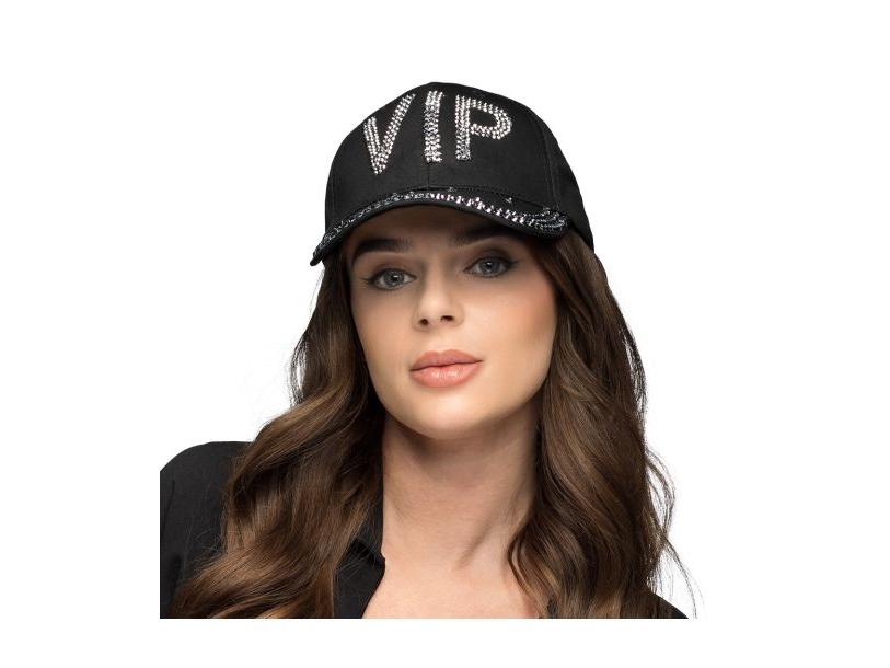 Schwarze Vip-Kappe Mit Strasssteinen