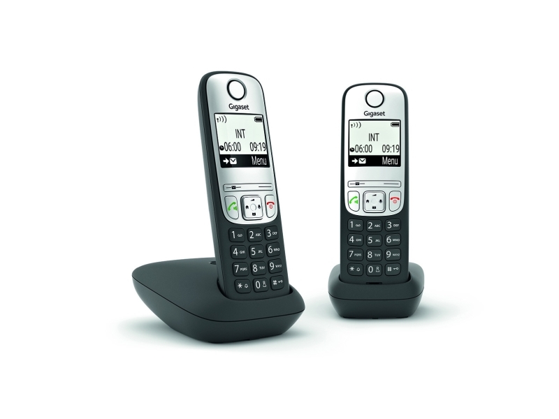 Gigaset A690 Duo, Analog/DECT-telefon, Trådlös telefonlur, Högtalartelefon, 100 uppringningar, Svart