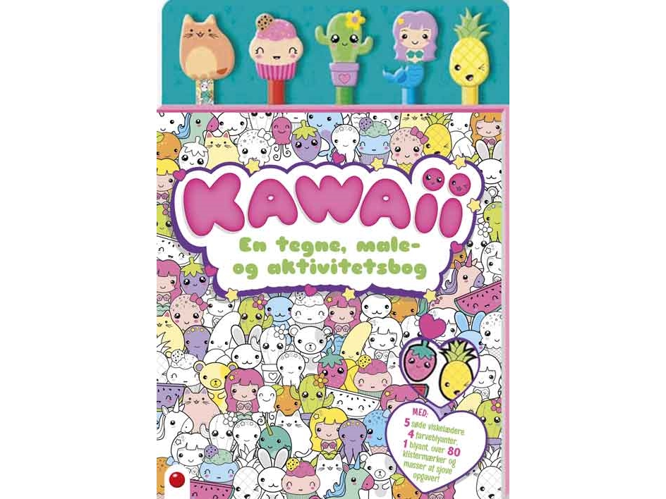 Aktivitetsbog med blyanter: Kawaii