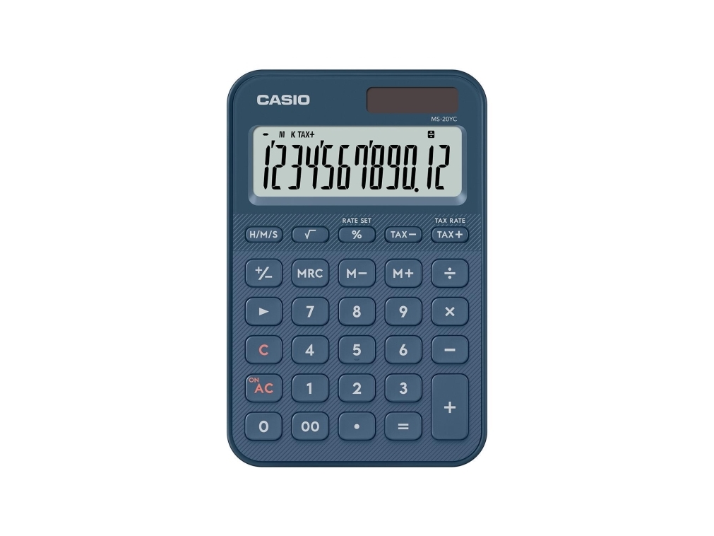 Casio MS-20YC, Skrivbord, Grundläggande, 12 siffror, Batteri/solcell, Marinblå | Kalkylator | GameStuff