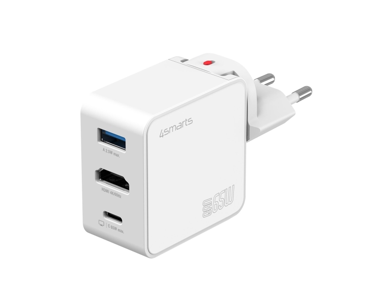 4smarts 3in1 HDMI hub with charger GaN Flex 65W white