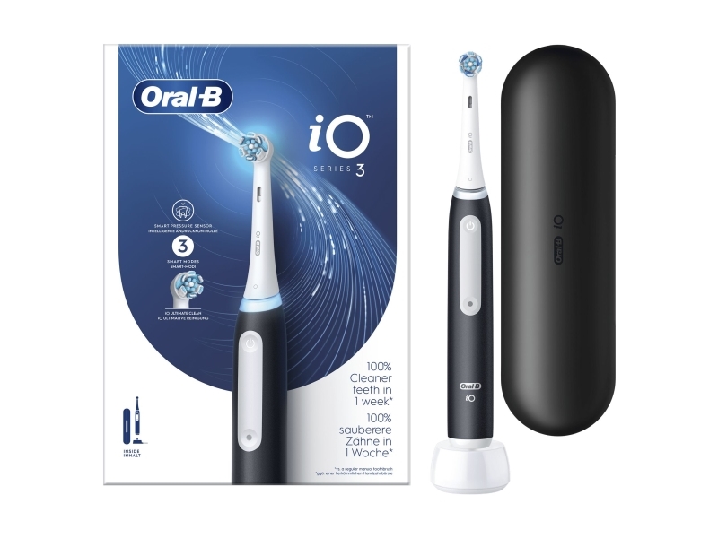Oral-B 8006540731536, Erwachsener, Rotierende-Vibrierende Zahnbürste, Tägliche Pflege, Sensibel, Whitening, Schwarz, Weiß, 2 Min, Schwarz