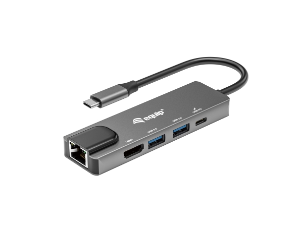 Equip Usb-C 5-In-1-Multifunktionsadapter, Hdmi, Gigabit Lan, Usb 3.2 Gen1, 100W Usb Pd, Kabelgebunden, Usb 3.2 Gen 1 (3.1 Gen 1) Type-C, 100 W, 10,10