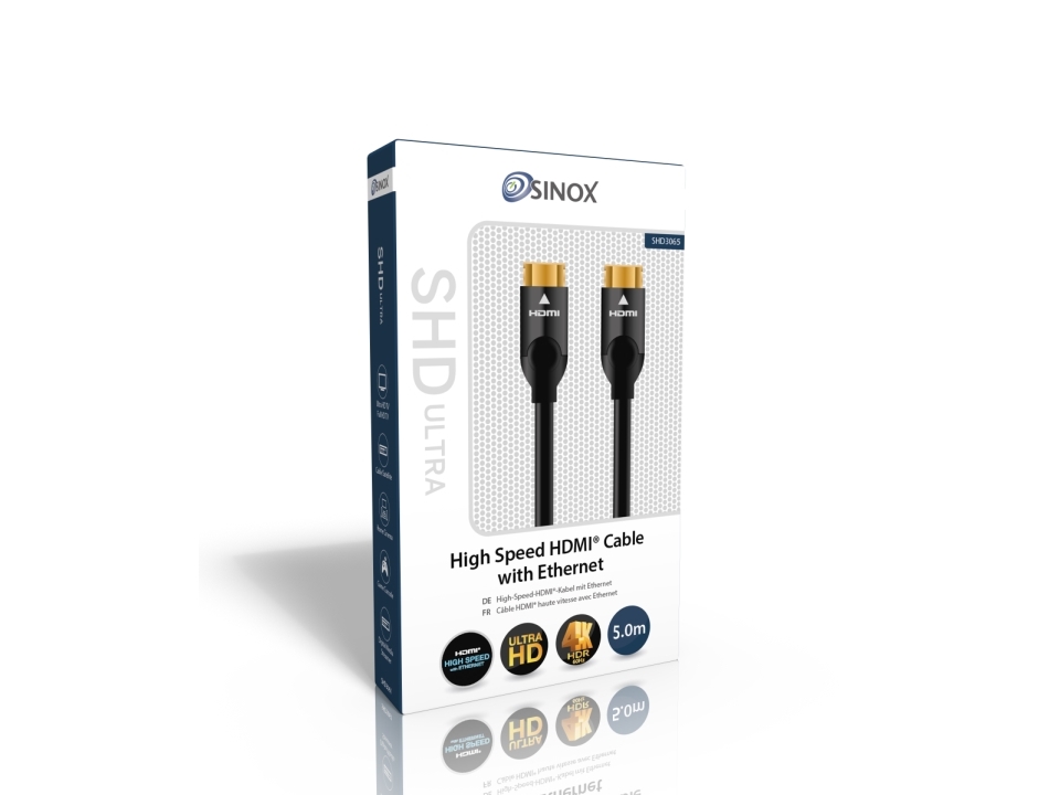 Sinox SHD HDMITM-kabel 4K60Hz+E. 5m. Sort