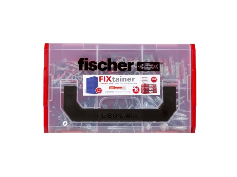 Fischer 535969, Skrue og vægstiksæt, Beton, Metal, Plast, Grå, Rød, 105 stk, Kasse