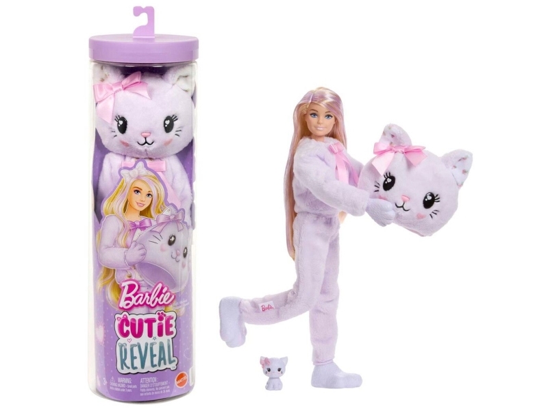 Barbie Cutie Reveal-dukke med lilla killing og overraskelser