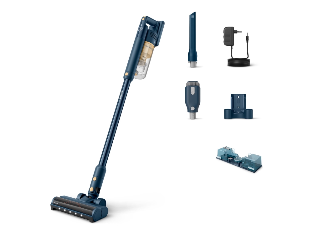 Philips 5000 Series Xc5043/01 Kabelloser Staubsauger, Stabstaubsauger, Beutellos, Blau, Gelb, Rechteckig, Trocken&Nass, Zyklonal