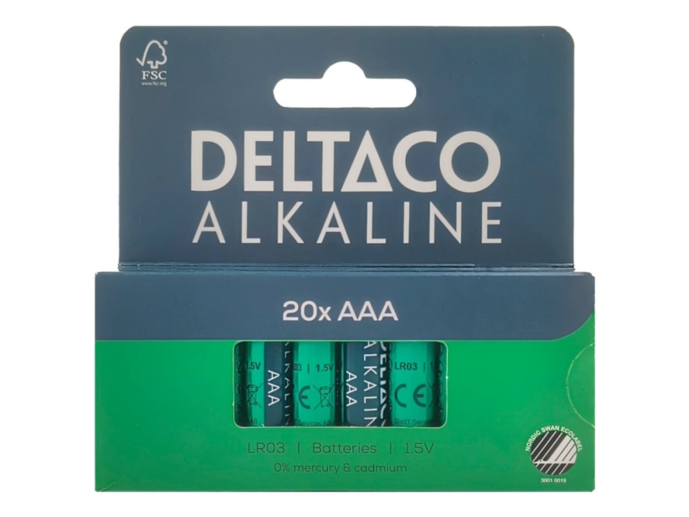 Deltaco - Batteri 20 X Aaa / Lr03 - Alkaline - 1300 Mah