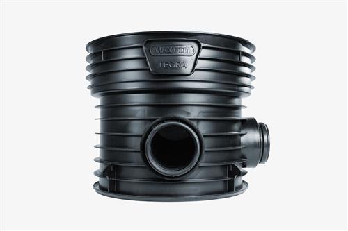 Rense-inspbrønd 600-250mm T3-4 - lige gennemløb og tilløb 90gr. for glat rør. Wavin PP