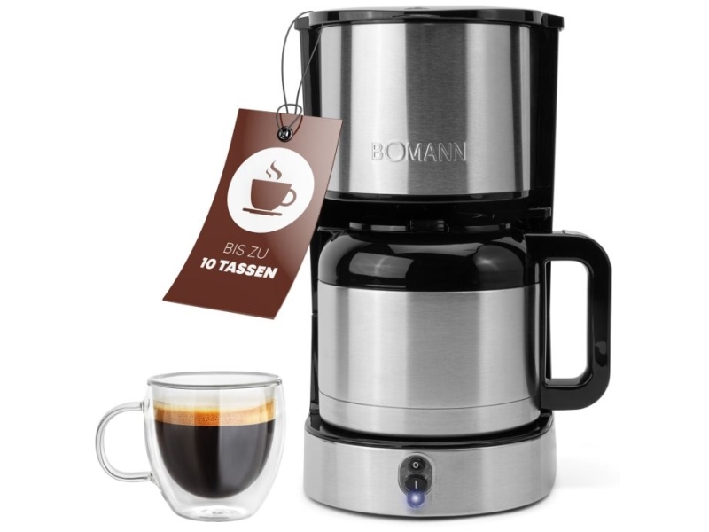 Bomann 660661, Dråbe Kaffemaskine, 1,2 L, Malet Kaffe, 800 W, Sort, Rustfrit Stål