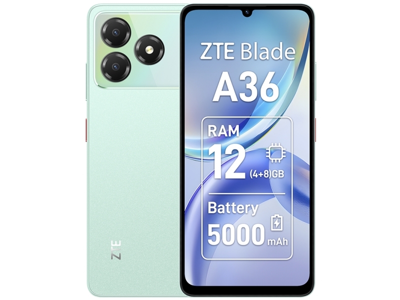 Zte Blade A36, 17,1 Cm (6.75"), 4 Gb, 64 Gb, 8 Mp, Android 15, Grøn