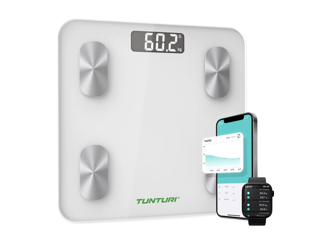 Išmanios vonios svarstyklės Tunturi SC30 baltos spalvos | Hälsa - Personlig vård - Badrumsvågar | GameStuff