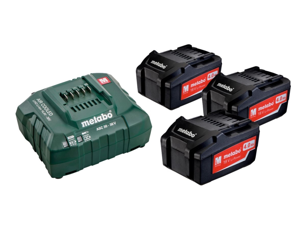 Metabo Akku 18V 4,0Ah X3 + Ladegerät Asc 55