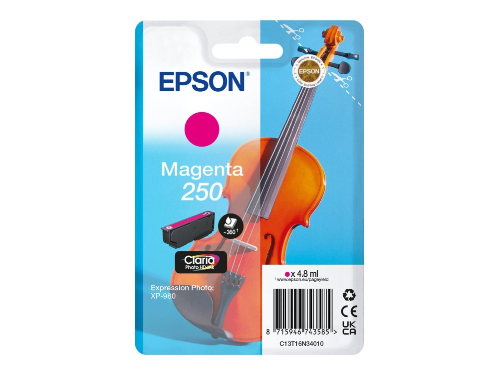 Epson 250 Violin Claria Photo Hd, Standardertrag, Magenta, 4,8 Ml, 1 Stück(E), Einzelpackung