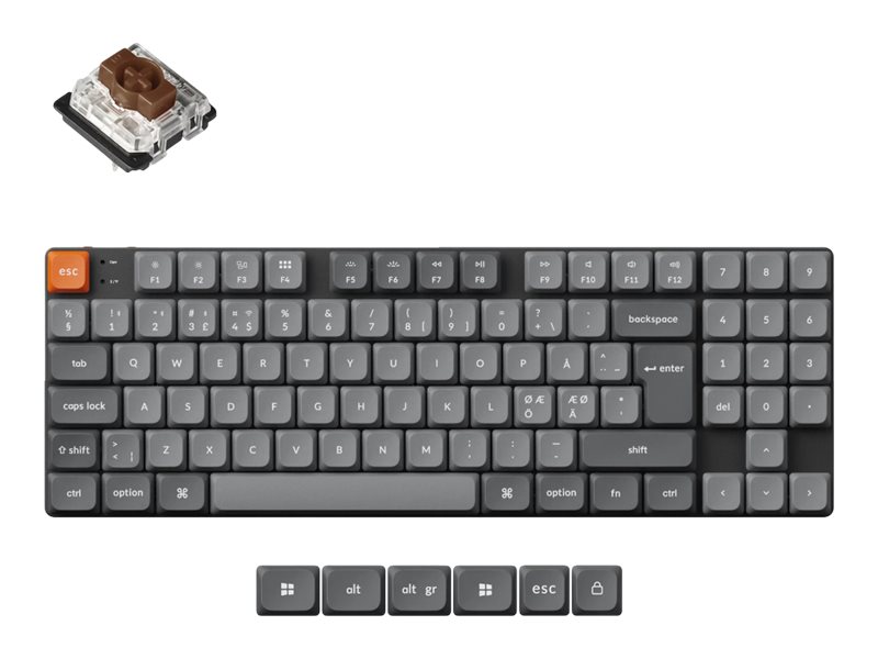Keychron K13 Max - Tastatur - Qmk, Tilpasset, Mekanisk, Iso Layout Samling - 80% - Baggrundsbelysning - Trådløs - Usb-C, Bluetooth 5.1, 2.4 Ghz - Qwe