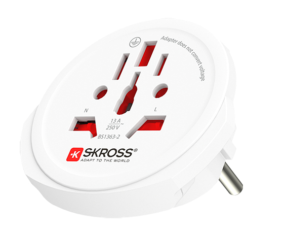 Skross 1.500211C-E, Universal, Typ C (euro-kontakt), Typ A, Typ B, Typ I (AU), Typ J (CH), Typ L (IT), 100 - 250 V, 16 A, Vit