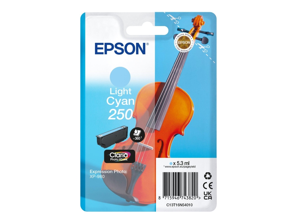 Epson 250 Violin Claria Photo Hd, Standardertrag, Cyan, 5,3 Ml, 1 Stück(E), Einzelpackung