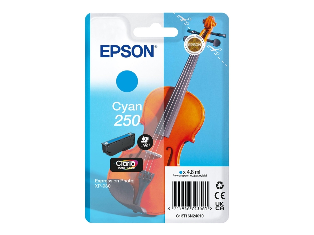 Epson 250 Violin Claria Photo Hd, Standardertrag, Cyan, 4,8 Ml, 1 Stück(E), Einzelpackung