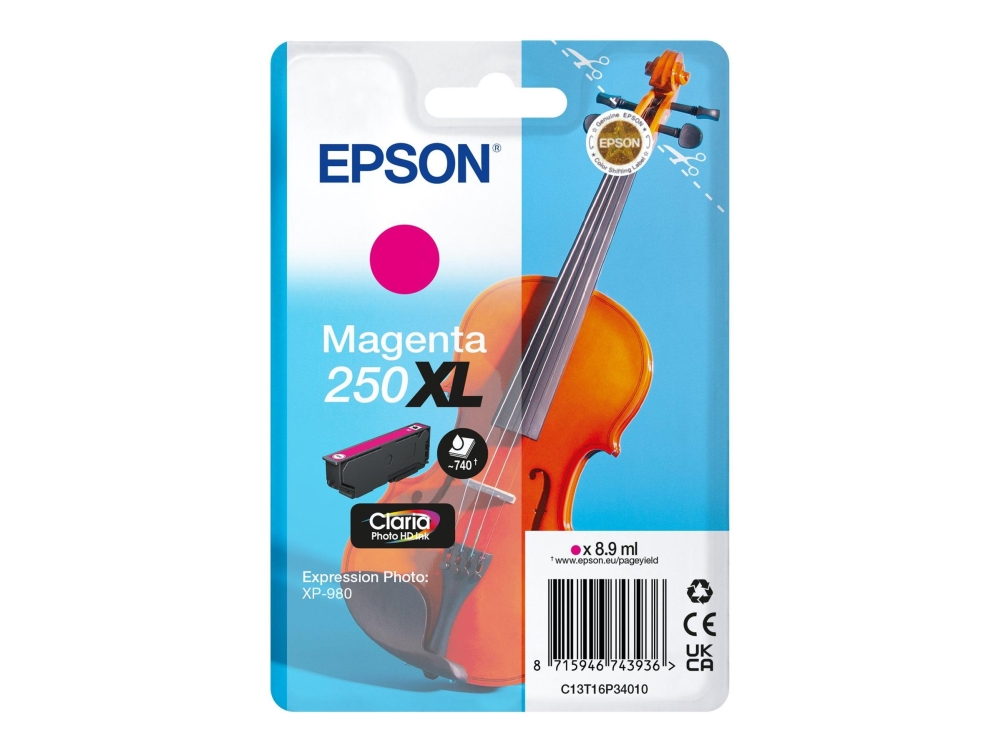 Epson 250Xl Violin Claria Photo Hd, High (L) Yield, Magenta, 8,9 Ml, 1 Stück(E), Einzelpackung