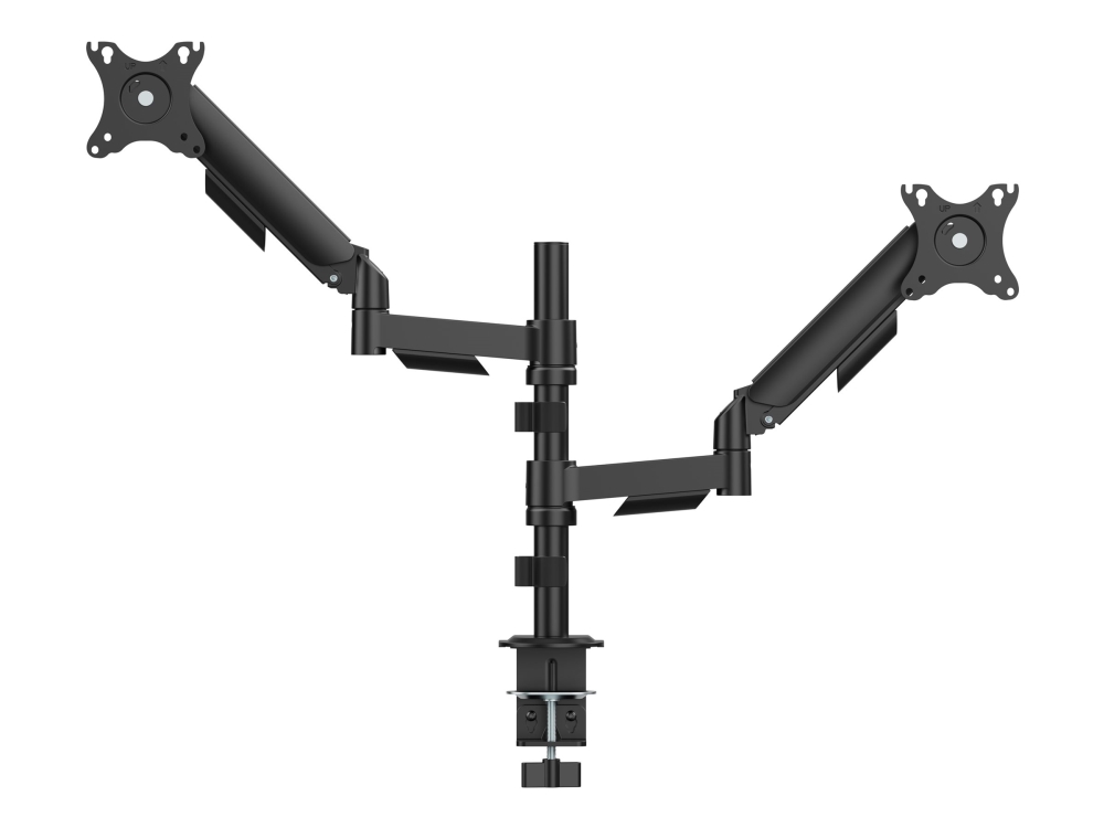 Gembird - Monteringssæt (2 artikulerende arme, 2 VESA-monteringsbøjler, klemmemonteringsbase, skive-monteret base) - justerbare arme - for 2 LCD displays - stål, plastik - fin tekstursort - skærmstørrelse: 17-32 - skrivebordsmonterbar