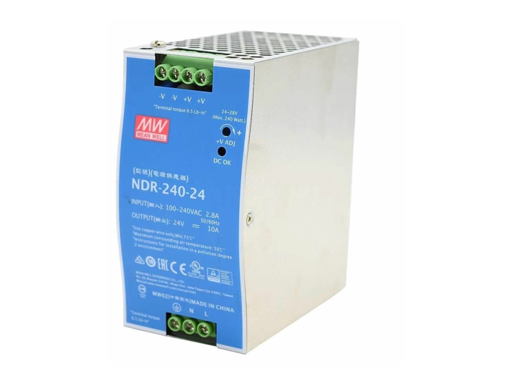 Ernitec - Strømforsyning (Monterbar På Din Rail) - 24V - Ac 100-240 V - 240 Watt - Pfc - Blå, Grå